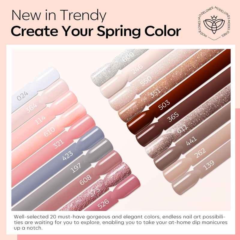 Dip Powder Nail Kit Starter 40 Pcs, 20 Colors Nude