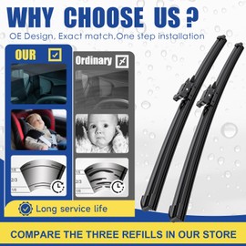 3 Wipers Factory Replacement For Ford Escape MK3 2013-2019 Kuga MK2 2012-2018 Fusion MK2 Wagon 13-2017 Mondeo MK5 Estate 15-2019 Original Equipment Wiper Blades Set 28"+28"+11" (Set of 3)