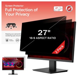 bersem 2 Pack 27 inch Removable Computer Privacy Screen Filter for 16:9 Ratio Monitor, Anti-Spy, Anti-Glare, Anti-Scratch, UV-Blocking