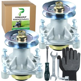 POSEAGLE 2 Pack 604214 Spindle Assembly with 605443 Spindle Pulley for Hustler 34" Dash, 34" Dash XD, 34" Surfer Pro, 36" Raptor, 48" Dash XD, 48" Surfer Pro Lawn Decks