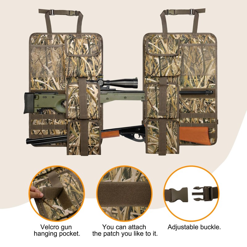 MYDAYS 2 Pack Tactical Seat Back Gun Rack, Camo Front