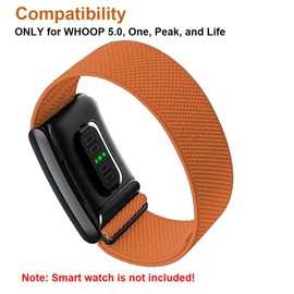 Sankel Nylon Band Compatible for WHOOP 5.0, One, Peak, and Life, Ultra-Soft,Adjustable Sport Comfort Stretchy Elastic Braided Replacement Wristbands Straps for Whoop 5.0 | NOT for Gen 4 (Orange)
