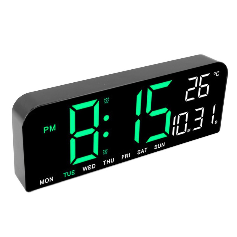 Digital Alarm Clock Large LED Display Desk Wall Clock with