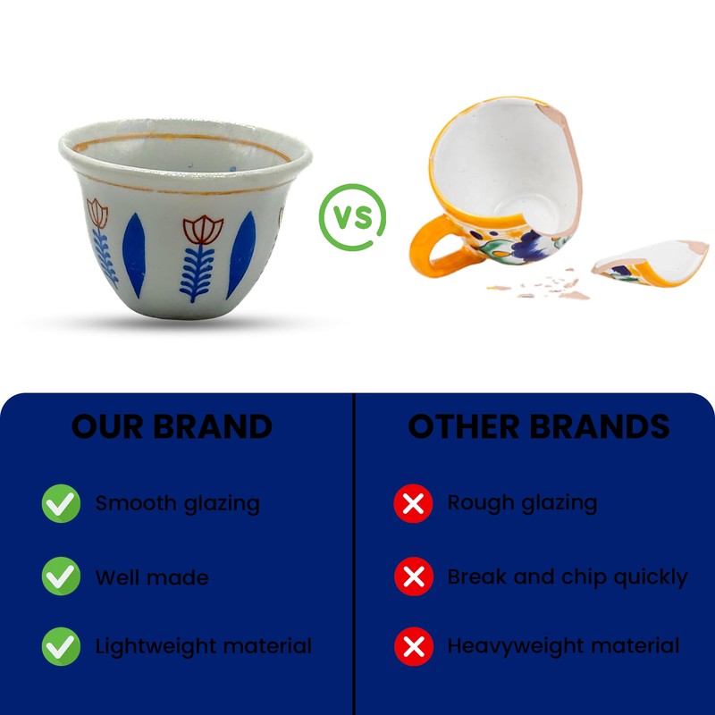 Generic Premium Porcelain Arabic Turkish Greek Coffee Cup Set 1.5