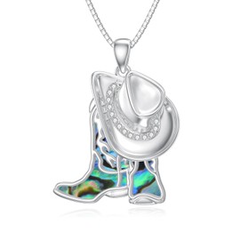 MEIDERBO Cowgirl Hat Boot Necklace 925 Sterling Silver Cowboy Hat Boot Pendant Western Country Jewelry Gifts for Women Cowgirl Cowboy