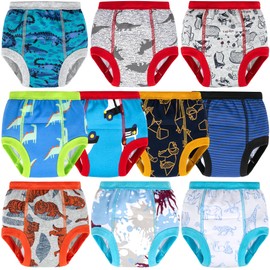 BIG ELEPHANT 10-Pack Baby Potty Training Underwear, Soft 100% Cotton Absorbent Training Pants for Boys & Girls, 12-24 Months