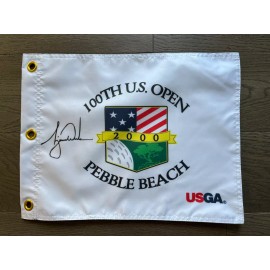 2000 US Open @ Pebble Beach White Souvenir Flag w/Tiger Woods PGA "Tiger Slam"
