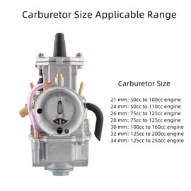 PWK Carburetor 24mm Carb with Carb Jets for 50cc-110cc Engine Motorcycle Dirt Pit Bike ATV Scooter Quad