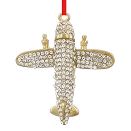 WaaHome Metal Airplane Christmas Ornaments 2024 Silver Aircraft Keepsake Ornaments for Christmas Tree Decorations, Unique Airplane Christmas Tree Ornaments Gifts for Men Pilots Kids Boys Girls