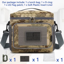 FlowFly Lunch Bag, Insulated Cooler, Thermal Lunch Box Tote with MOLLE/PALS Webbing, Adjustable Padded Shoulder Strap, for Tactical Men Women Adults and Boys Girls Kids (Camo#3, Medium)