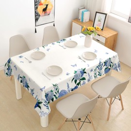 iEvery Hydrangea Flowers Tablecloth Rectangular Wipe Clean Table Cloth Polyester Waterproof Circular Table Cover Wipeable for Home Dinning Kitchen Garden Picnic Patio Party Outdoor, 110x140cm