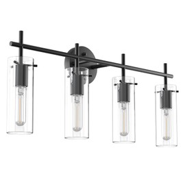 Aipsun Black Vanity Light for Bathroom Vintage 4 Light Farmhouse Bathroom Light Fixtures with Clear Glass Shade(Exclude Bulb)