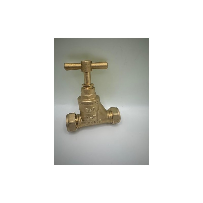 15mm Brass Stopcock Valve, Compression Connection, BS1010 and BS EN1213