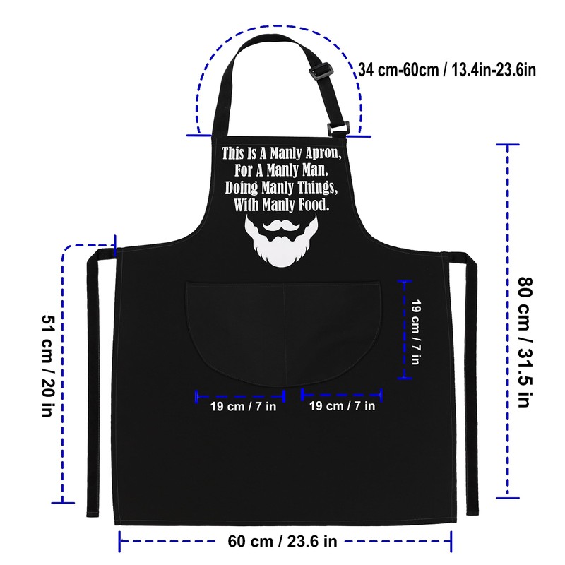 LINEN CLOSET® Manly Man Apron for Men Funny Aprons Grilling