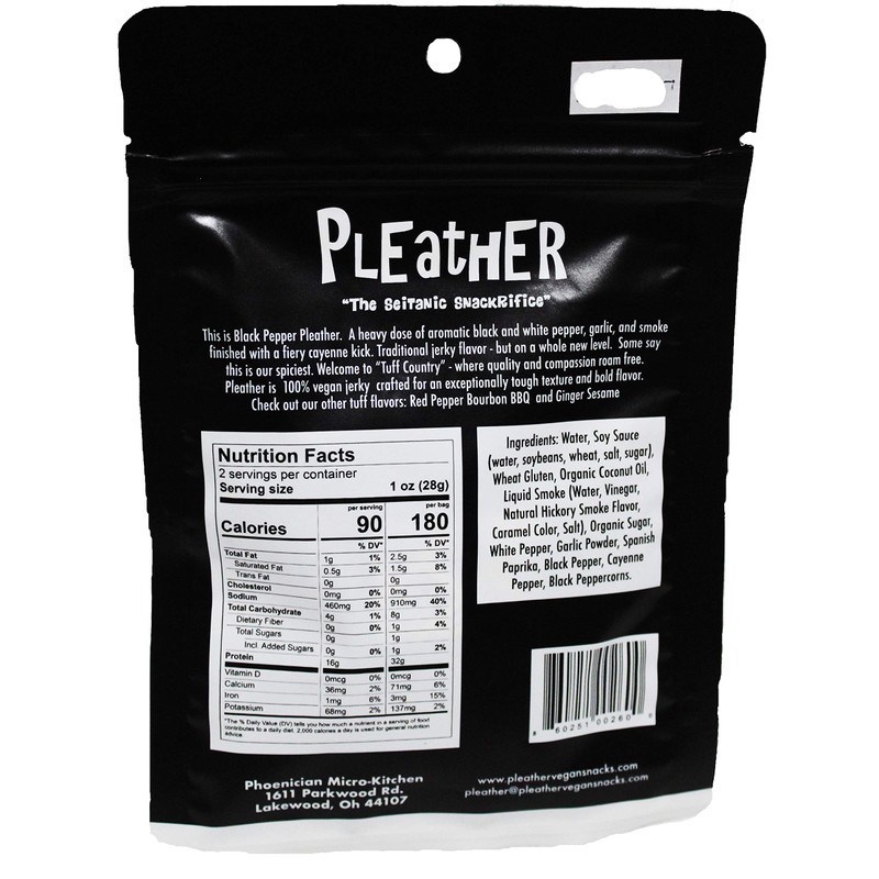 Black Pepper Vegan Jerky - Bold, Traditional Extra Tough Texture