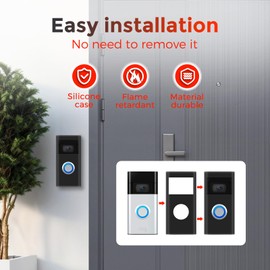 Silicone Skin Case Cover Compatible with Ring Video Doorbell (2nd Gen & Battery Doorbell Plus), Silicone Cover Durable, Weather, UV, Rain Resistant