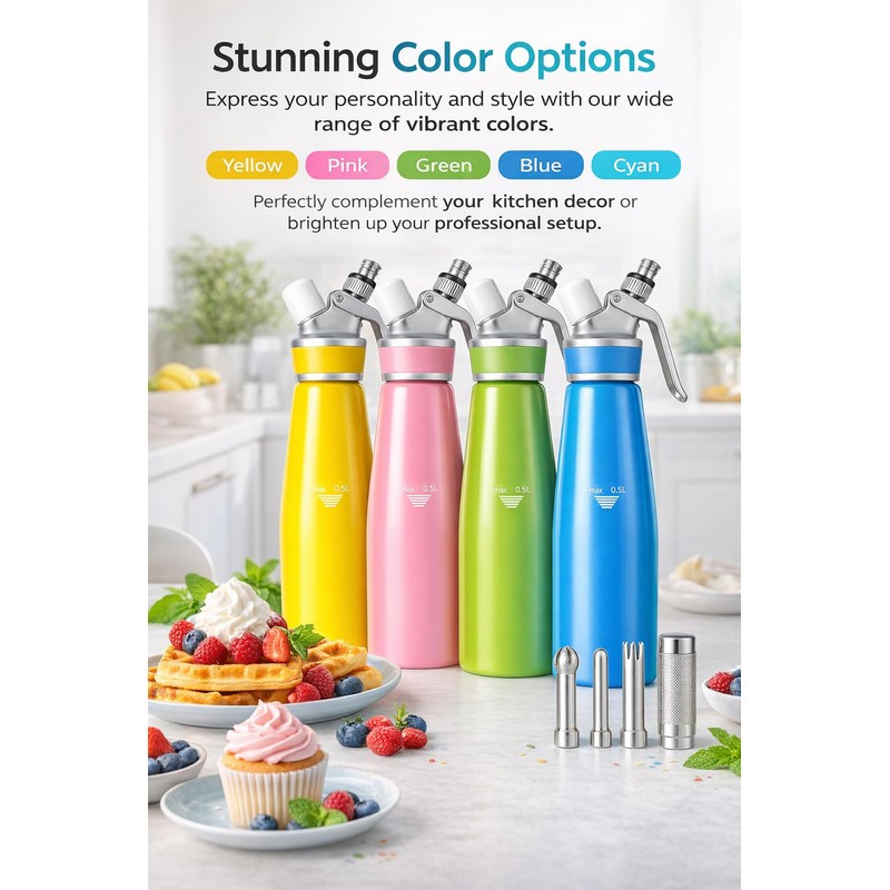 Whipped Cream Dispenser–Double Wall Insulated Aluminum Water Bottle with Stainless
