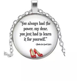 Fashion Jewelry DOROTHY OZ RED SHOES WORDS  Pendant on 925 Silver 22" Necklace women girl men