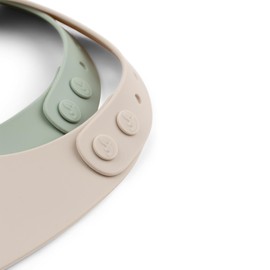 Done by Deer 2-Pack Silicone Bibs - Lalee Sand & Green, Waterproof, Adjustable, Large Pocket, Easy Clean - Baby Essentials, Fun Deer & Cactus Design