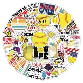 HSYDNY Softball Stickers for Kids, 100pcs Cool Sport Waterproof Vinyl Decal for Teen Adult Girl Laptop Skateboard Water Bottle Phone Notebook Guitar Laptop Scrapbook (Softball)