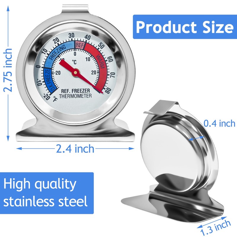 12 Pack Refrigerator Freezer Thermometer Large Dial Fridge Thermometer with