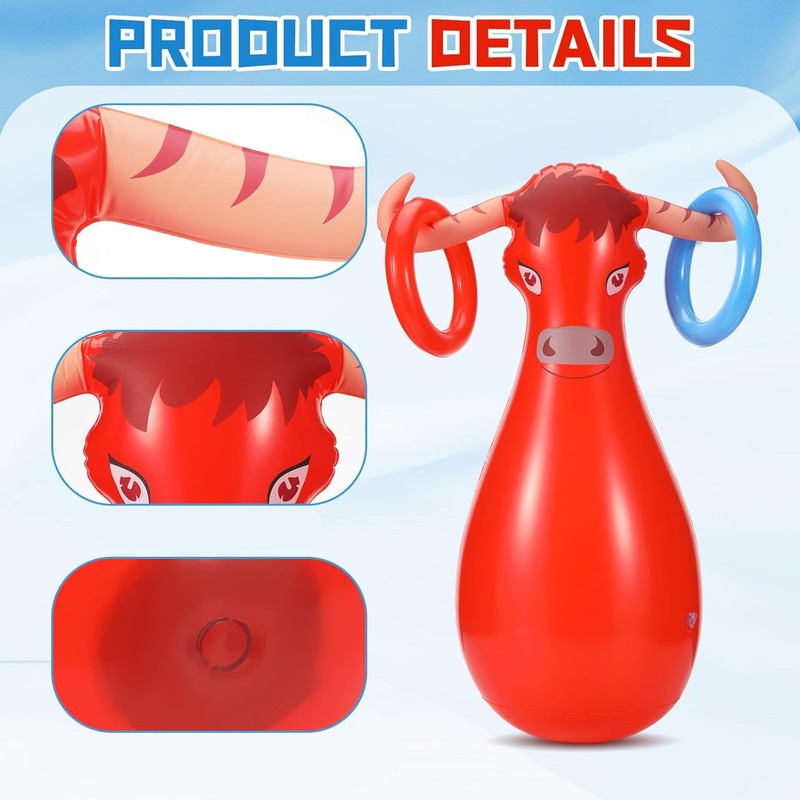 Inflatable Bull Ring Toss Set Include Inflatable Bull 6 Rings