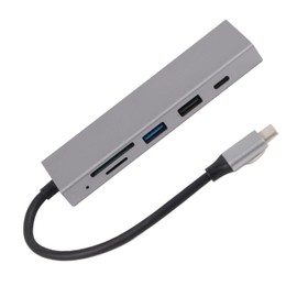 USB C Hub 6 in 1 Aluminum Alloy 100W PD Charge 4K UHD 5Gbps Transmission USB C Splitter for TV Monitor Projector Flash Drives Hard Drives Keyboards Mice Printers