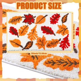 Tinideya Fall Bathroom Rug Autumn Maple Leaf Bath Mat for Bathroom Fall Maple Leaf Fluffy Water Absorbent Bath Rug Farmhouse Non Slip Bathtub Mat for Holiday Kitchen Tub Decorations, 17 x 29 Inch