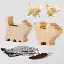 2 PCS Basswood Carving Blocks, Whittling Wood Carving Blocks for Carving Wooden Dog and Cat, Semi-Finished Wood Block Set