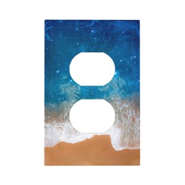 Blue Sea Ocean Beach Waves 1 Gang Duplex Receptacle Switch Wall Plate Decorative Switchplate Outlet Covers Electrical Plug Cover Faceplate for Bathroom Home Decor 5 X 3 IN