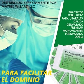36 Piezas Hilo de Entrenamiento con Aguja Curva, Kit de Práctica de Sutura de Heridas, Hilo de Aprendizaje y Entrenamiento, Sólo Formación Educativa en Sutura (Nailon 4.0)