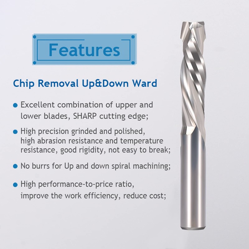 EU_HOZLY Spiral Mill Up & Down Compression Bit 6 mm