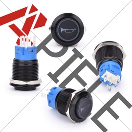 APIELE 19 mm Momentary Horn Button Push Switch 12 V with LED Waterproof Momentary Push Button Switch with Pre-Wired Plug, Car RV Truck Boat On/Off Button Switch (Blue)
