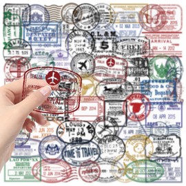 Retro Postmark Stickers for Water Bottle,60 PCS Transparent Retro Stamp Graffiti Stickers Pack for Phone Luggage Guitar,Suitcase Laptop Waterproof Vinyl Decoration for Teens Girls Children Party Gift
