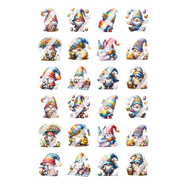 Cute Easter Gnomes Design #3 Nail Art Decals- Waterslide Nail