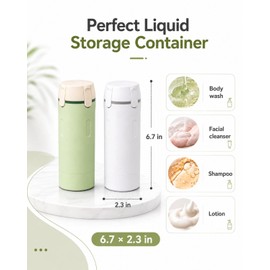 2 Pack 4 in 1 Travel Bottles for Toiletries, Leakproof Refillable Travel Dispenser Containers with Funnel & Cleaning Brush, Portable Travel Size Bottle Set for Shampoo Lotion Essentia