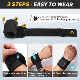 NOVIIML Wraps for Men and Women 2 Pack, Adjustable Compression Wrist Brace for Carpal Tunnel, Wrist Support, Pain Relief, Lifting Straps Wrist Bands f