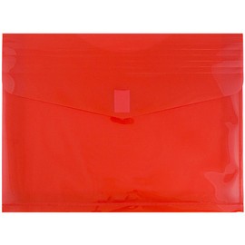 JAM PAPER Plastic Expansion Envelopes with Hook & Loop Closure - Letter Booklet - 247.6 x 330.2 mm (9 3/4" x 13") with 50.8 mm (2") Expansion - Red - 12/Pack