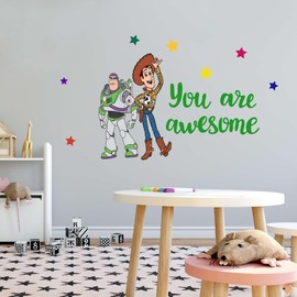 Buzz Woody Bo Peep Slinky Dog Mr.Potato Head Jessie Stinky You are Awesome Space Ranger Animated Film Holiday Gift Decorating Birthday Ideas Wall Decal Sticker - Size: 40 in(W) x 28 in(H)