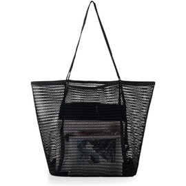 Bolsa de Playa para Mujer,Alta capacidad reticulada Bolso de Hombro,bolsas de mujer Diseño multi-compartimento con compartimento con cremallera y 4 bolsillos para playa,compras, vacaciones,etc