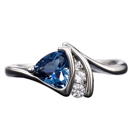 hsiyyecg Anillo de piedras preciosas de circonita cúbica azul y blanca redonda para mujer, declaración de compromiso, anillo de topacio, joyería de moda, Metal no precioso., Zirconia cúbica