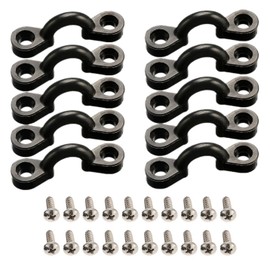 Black Kayak Pad Eye Kit 10PCS Nylon Bungee Deck Loops Tie Down with 20 Pieces Screws Kayaking Accessories for Boat Kayak Deck Rigging Kits