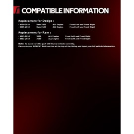 Torchbeam Front Brake Calipers Set for Ram 2011-2018 2500, Ram 2011-2018 3500, Dodge 2009-2010 Ram 2500, Dodge 2009-2010 Ram 3500, Front Left and Front Right Calipers Replace # 18B5172+18B5173