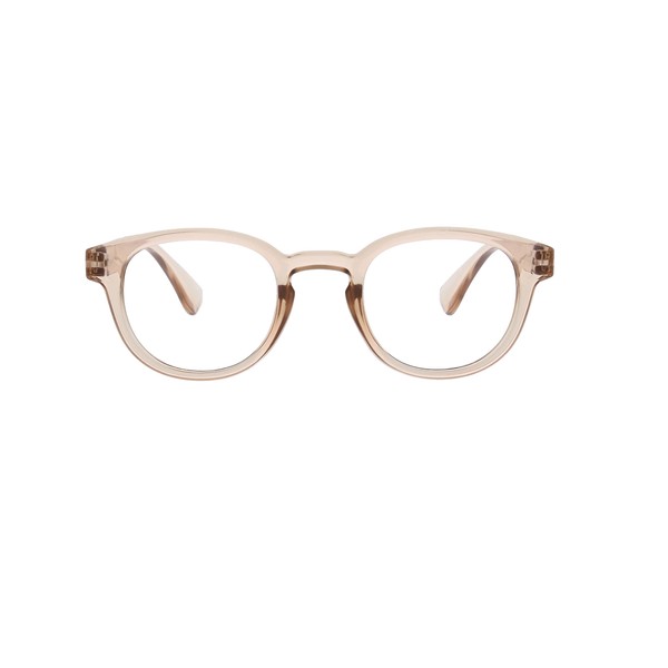 Peepers by PeeperSpecs Smith Round Blue Light Blocking Reading Glasses, Tan, 46 + 0