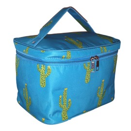 101 BEACH Fashion Print Soft Case Cosmetic Bag (Turquoise Cactus)