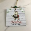 Handmade Christmas on the Farm Rustic Wooden Ornament Cow Sheep