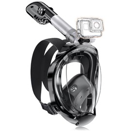 X99 Full Face Snorkel Mask for Adults, Snorkeling Gear with Latest Dry Top Breathing System Anti-Fog & Anti-Leak, 180°Panoramic View Snorkeling Set Adult with Camera Mount(Black L/XL)