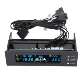 Computer 3‑Fan Speed, CPU HDD SYS Temperature Fan Speed Controller Controller LCD Front Panel 5.25in STW‑5023