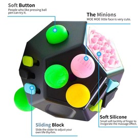 12 Sided Cube Toys,Fidget Toys Cube Relieves Stress and Anxiety for Kids and Adults with ADD,OCD,ADHD,Autism (Black / B2)