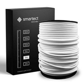 smartect Fabric Electric Cable, White, 3 Metre Vintage Lamp Cable, 3-Core (3 x 0.75 mm²), Power Cable, Fabric Coated, for DIY Projects